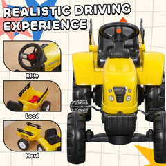 Ride on Excavator with Back Trailer, Shovel & Rake for 3+ Year Old