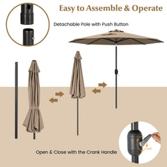 9 ft Outdoor Market Patio Table Umbrella Push Button Tilt Crank Lift-Tan