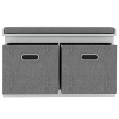 Shoe Storage Bench with Seat, Entryway Bench Seat with Cushion, 2 Fabric Drawers for Hallway, White