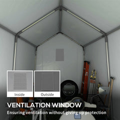 7' x 12' Outdoor Storage Shed Portable Garage with Roll-up Door for Motorcycle, Bike, Garden Tools, Beige
