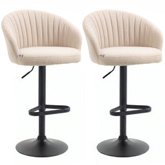 Bar Stools Set of 2, Swivel Counter Height Barstools with Back, Footrest, Adjustable Height, Beige