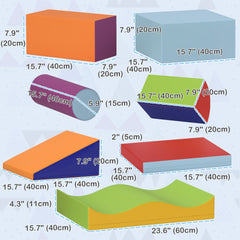 7 Pieces Soft Play Foam Climbing Blocks, Indoor Modular Kids Play Toys for Climbing, Crawling, Sliding, Dark Colour