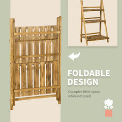 Outdoor Plant Stand, Foldable Flower Stand 3-Tier Wooden Plant Shelf for Garden Indoor Outdoor, 24" x 14" x 37"