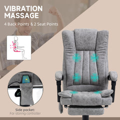Office Chair 6-point Vibration Massage Chair Micro Fiber Recliner with Retractable Footrest Black