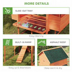 137" Wooden Chicken Coop with Chicken Run, Nesting Box, Dark Grey