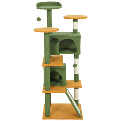 54" Cat Tree, Multi-Level Cat Tower with Scratching Posts, Cat Condos, Bed, Platforms, Ramp, Toy Ball, Beige