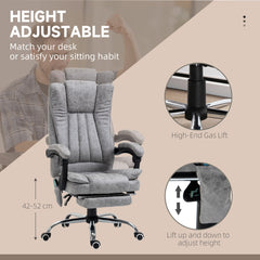 Office Chair 6-point Vibration Massage Chair Micro Fiber Recliner with Retractable Footrest Black