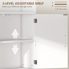 Over The Toilet Storage Cabinet, Freestanding 4-Tier Bathroom Organizer with Adjustable Shelf and 2 Doors, White