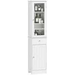 Tall Bathroom Cabinet, Bathroom Storage Cabinet with Drawers, 2 Doors and Adjustable Shelves, White