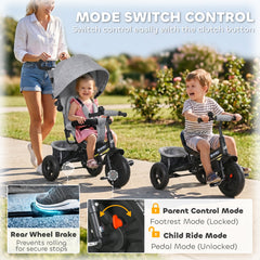 6 in 1 Tricycle for Toddler 1-5 Years with Parent-Push Handle, Dark Blue