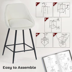 26" Counter Height Barstools Set of 2, Upholstered Swivel Bar Stools with Backrests and Armrests, Dark Grey