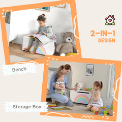 Toy Chest, Kids Toy Bench Box, Lightweight Storage Bench with Lid and Side Handles, for Nursery Room Playroom Bedroom, Gift for 3-8 Years Old, White