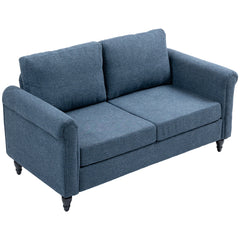 Vintage Loveseat, Upholstered Love Seat Furniture, Chenille-feel Fabric 2 Seater Sofa Couch with Rolled Arms, Gourd-Shaped Rubber Wood Legs for Living Room, Dark Grey