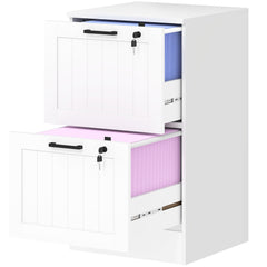 2 Drawer Filing Cabinet with Lock, Office Storage Cabinet with Adjustable Hanging Bars for A4 Letter Size Files, Black
