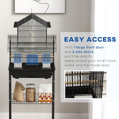 25" Bird Cage with Perch, Swing, Food Container, Slide-out Tray, Handle, Parrot Cage for Finches, Canaries, Budgies