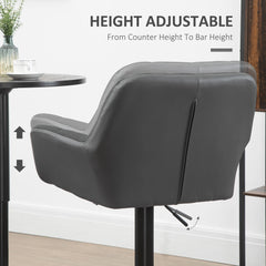 Swivel Barstools Set of 2 Adjustable Bar Stools with Footrest Armrests and PU Leather Back for Dining Room Cream White