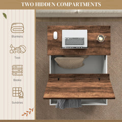 Coffee Table with Lift Top, 32" Farmhouse Center Table with Hidden Compartment for Living Room, Antique White
