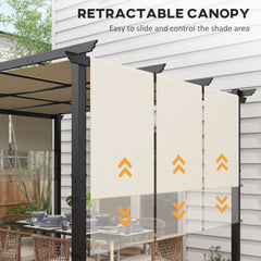 10' x 10' Metal Pergola, Outdoor Pergola with Retractable Canopy, for Garden, Patio, Backyard, Deck, Charcoal Grey