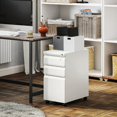 3 Drawer Filing Cabinet with Lock, Steel Office Storage Cabinet with Hanging Bar for A4, Legal, Letter Files, Black