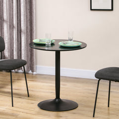 Modern Kitchen Table for 2 People, Round Dining Table with Steel Base for Living Room, Dining Room, Black