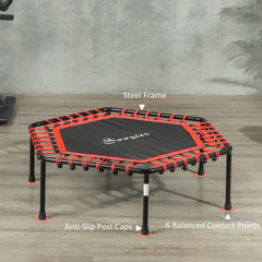 45" Rebounder Trampoline for Adult, Quiet Bungee Rebounder with LED Lights Remote Control, Red
