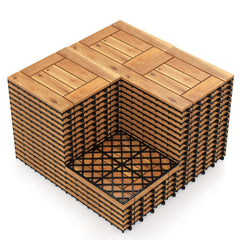 Acacia Wood Interlocking Deck Tiles for Patio Balcony Backyard Porch Poolside-Natural