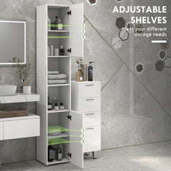 Tall Bathroom Cabinet, High Gloss Storage Cabinet with Doors and Adjustable Shelves, 11.8" x 11.8" x 71.5", Black