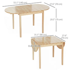 Solid Wood Kitchen Table, Drop Leaf Tables for Small Spaces, Folding Dining Table, Black