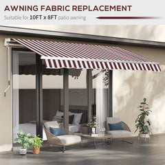10' x 8' Retractable Awning Fabric Replacement Outdoor Sunshade Canopy Awning Cover, UV Protection, Grey