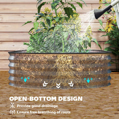 5' x 3' x 1' Large Outdoor Planter Box, Galvanized Raised Garden Bed with Metal Plant Stake, Silver