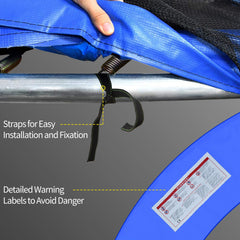 ⌀8ft Trampoline Pad ⌀96" Spring Safety Replacement Gym Bounce Jump Cover EPE Foam, No Holes for Pole, Blue