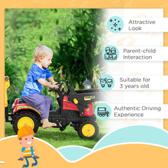 Ride on Toy Dump Truck for Kids, Pedal Construction Car with Detachable Trailer for 3 Years Old, Red