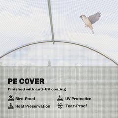 Walk-in Tunnel Greenhouse, Plant Hot House w/ Support Rods, Roll-up Mesh Door, Mesh Windows, 13'x9.8'x6.6', Green
