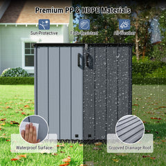 All-Weather Storage Box with Floor and Removable Shelf for Patio and Lawn-Gray