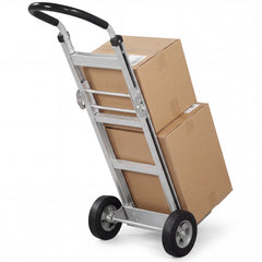 Aluminum Dolly Cart with 2 Rubber Wheels and Ergonomic Handle-Silver