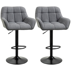 Swivel Barstools Set of 2 Adjustable Bar Stools with Footrest Armrests and PU Leather Back for Dining Room Cream White