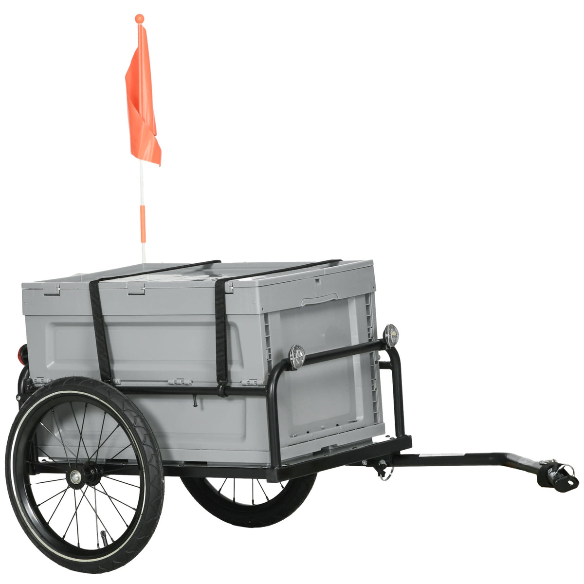 Steel Trailer for Bike, Bicycle Cargo Trailer with Storage Box, Safe Reflectors, Max Load 88LBS