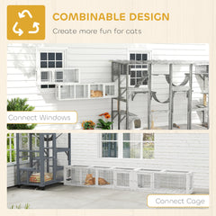 Cat Tunnel, Outdoor Cat Enclosure with Combinable Design, 8 Doors, 98" Kitty Toys for House, Window, Cage, Dark Grey