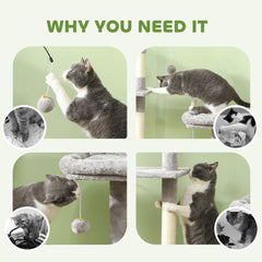53" Cat Tree, Cat Tower with Scratching Posts, Cat Condo, Beds, Platforms, Toy Balls for Indoor Cats, Dark Grey