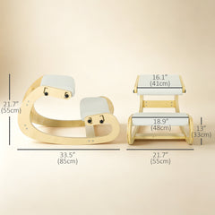Ergonomic Kneeling Chair, Adjustable Rocking Wood Kneeling Stool, Desk Chair, Improve Posture, Cream White