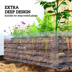 6' x 3' x 2' Raised Garden Bed, Galvanized Planter Box for Growing Flowers, Herbs and Vegetables, Brown