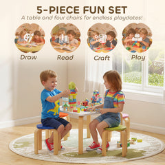 Kids Table and Chair Set, 5-Piece Children Furniture Set, Kids Table and 4 Chair Set for Daycare, Classroom, Playroom