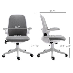 360° Swivel Office Chair Task Chair, Breathable Fabric Computer Chair with Flip-up Arms and Adjustable Height, Grey