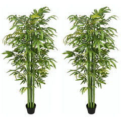 Set of 2 6 FT Artificial Tree Bamboo Tree Fake Plants in Pot for Home Office Living Room Decor, Green
