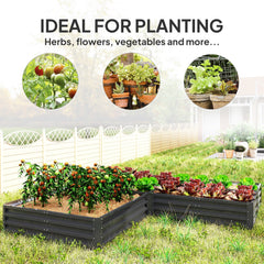 Steel Raised Garden Bed, Set of 5 Large Box Planters for Outdoor Plants Vegetables Flowers Herbs, 8x8x1ft, Black