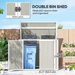 41 Cu. Ft. Outdoor Storage Shed, Outdoor Horizontal Trash Can Storage with Chain Lid, Lockable Storage Box, Grey