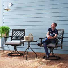 Outdoor Patio Chairs Set of 2, Metal Swivel Rocker Chairs with Cushion and Armrests for Backyard, Garden, Patio