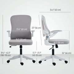 Ergonomic Office Chair, Swivel Desk Chair with Adjustable Lumbar Support and Height, Flip-up Armrests, Wheels, Grey