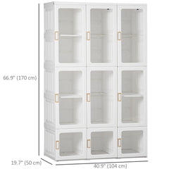 Small Apartment Bedroom Closet Foldable Portable Closet with Cube Storage Hanging Rods Magnet Doors, White
