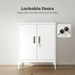Office Storage Cabinet with Lock, Filing Cabinet with Adjustable Shelves and Doors for Home Office, Garage, Black